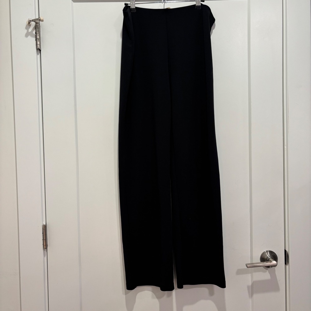 Caslon Womens Black Wide Leg Stretch Trousers Size Large Elastic Waist Pant